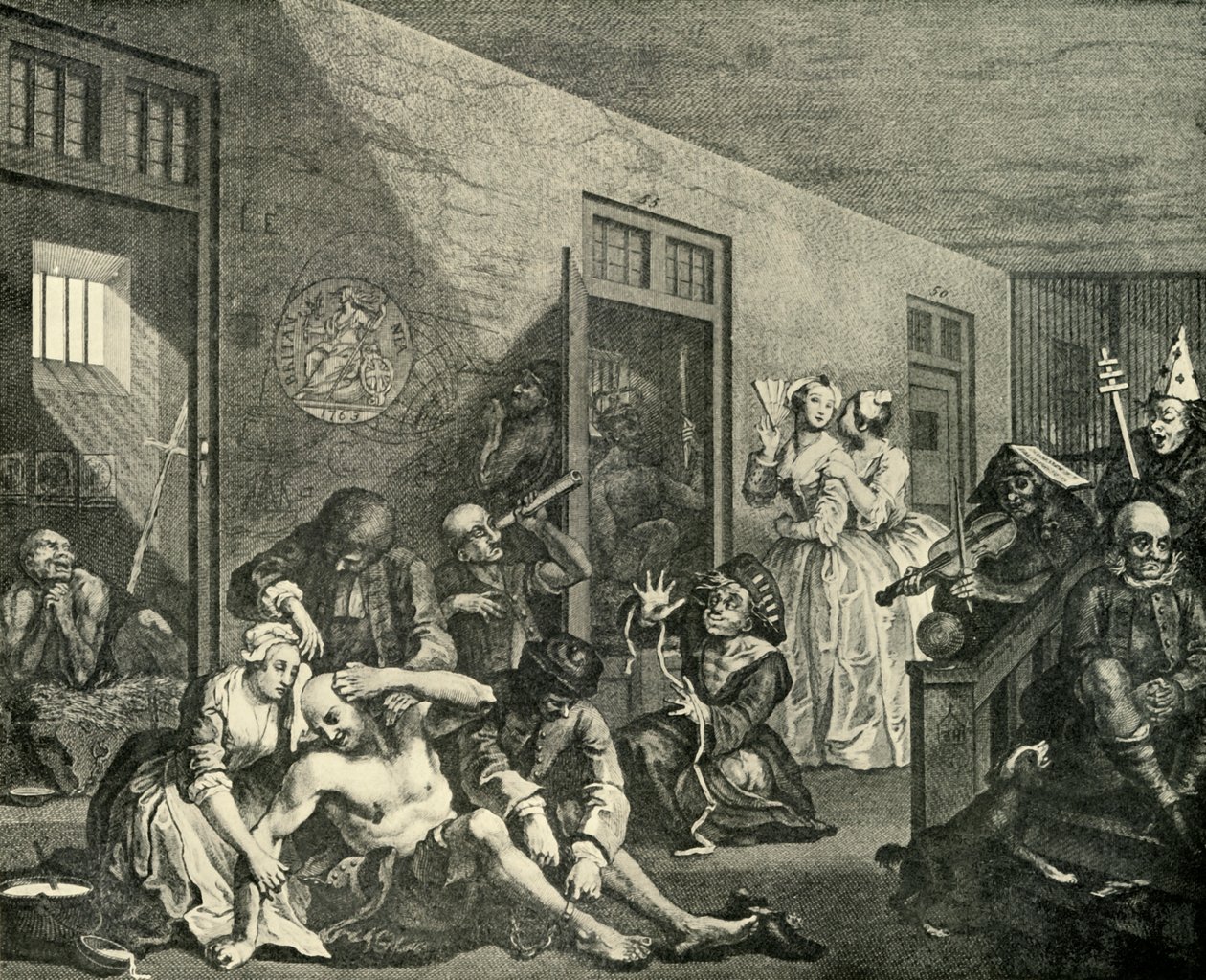 Behandling av de sinnssyke, 1733, 1925. av William Hogarth