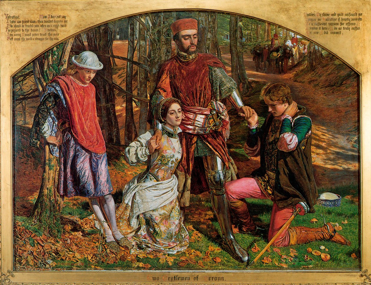 Valentine reddet Sylvia fra Proteus, 1851. av William Holman Hunt