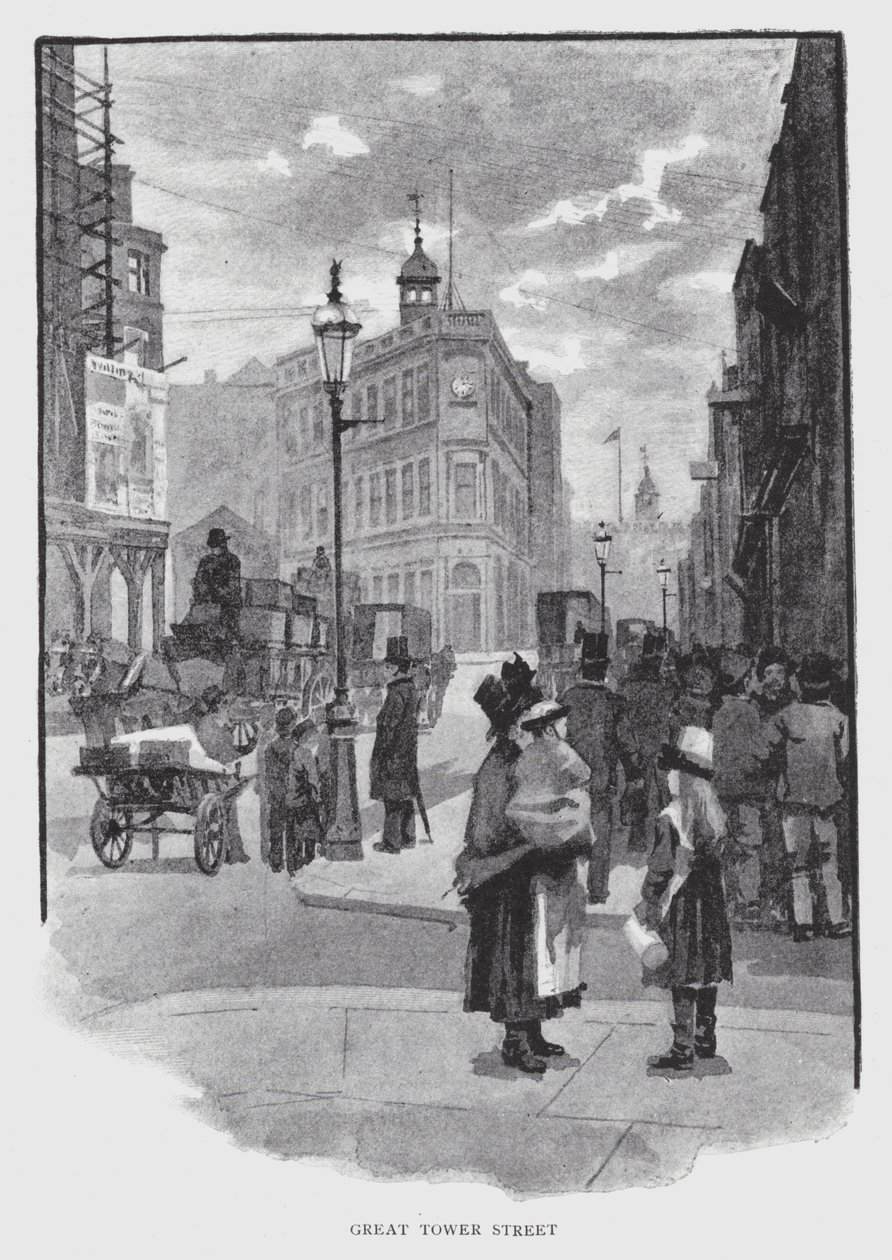 Great Tower Street (litho) av William Luker