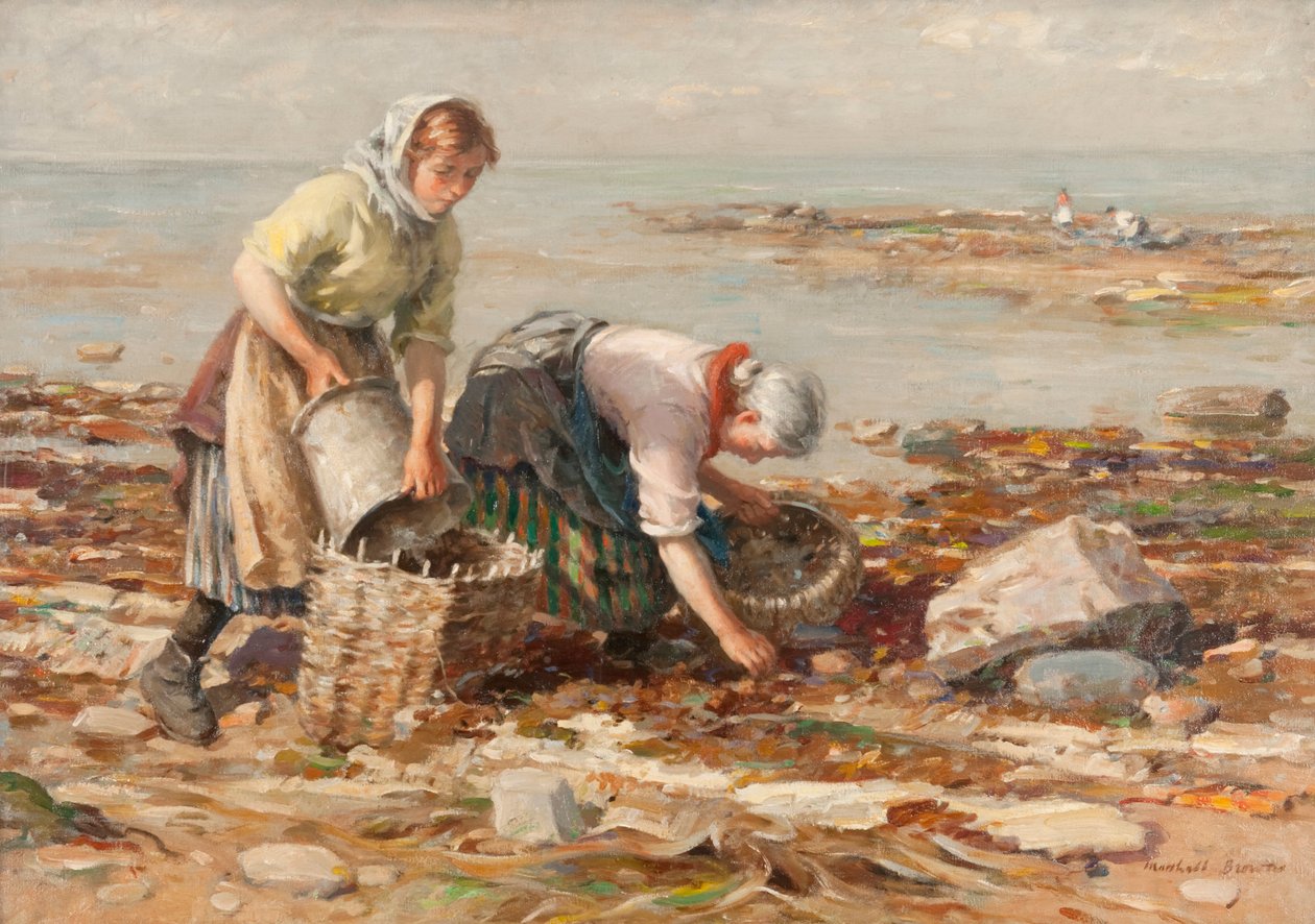 Mussel Gatherers (olje på lerret) av William Marshall Brown