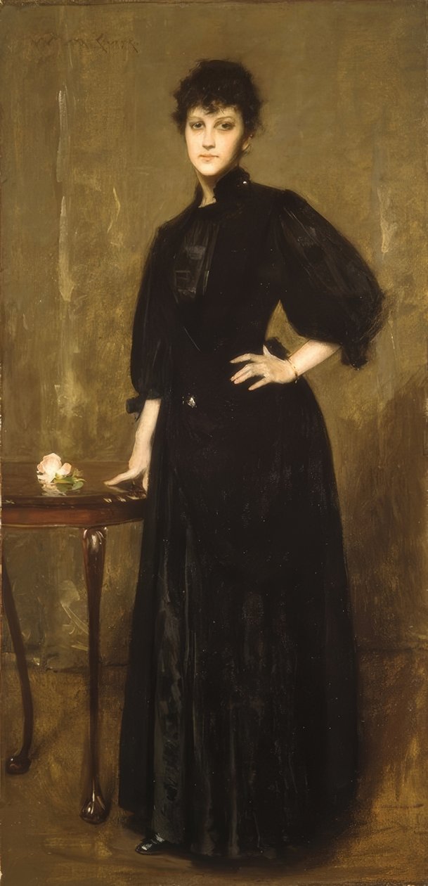Dame i svart av William Merritt Chase