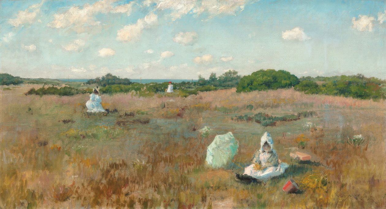 Plukker høstblomstene av William Merritt Chase