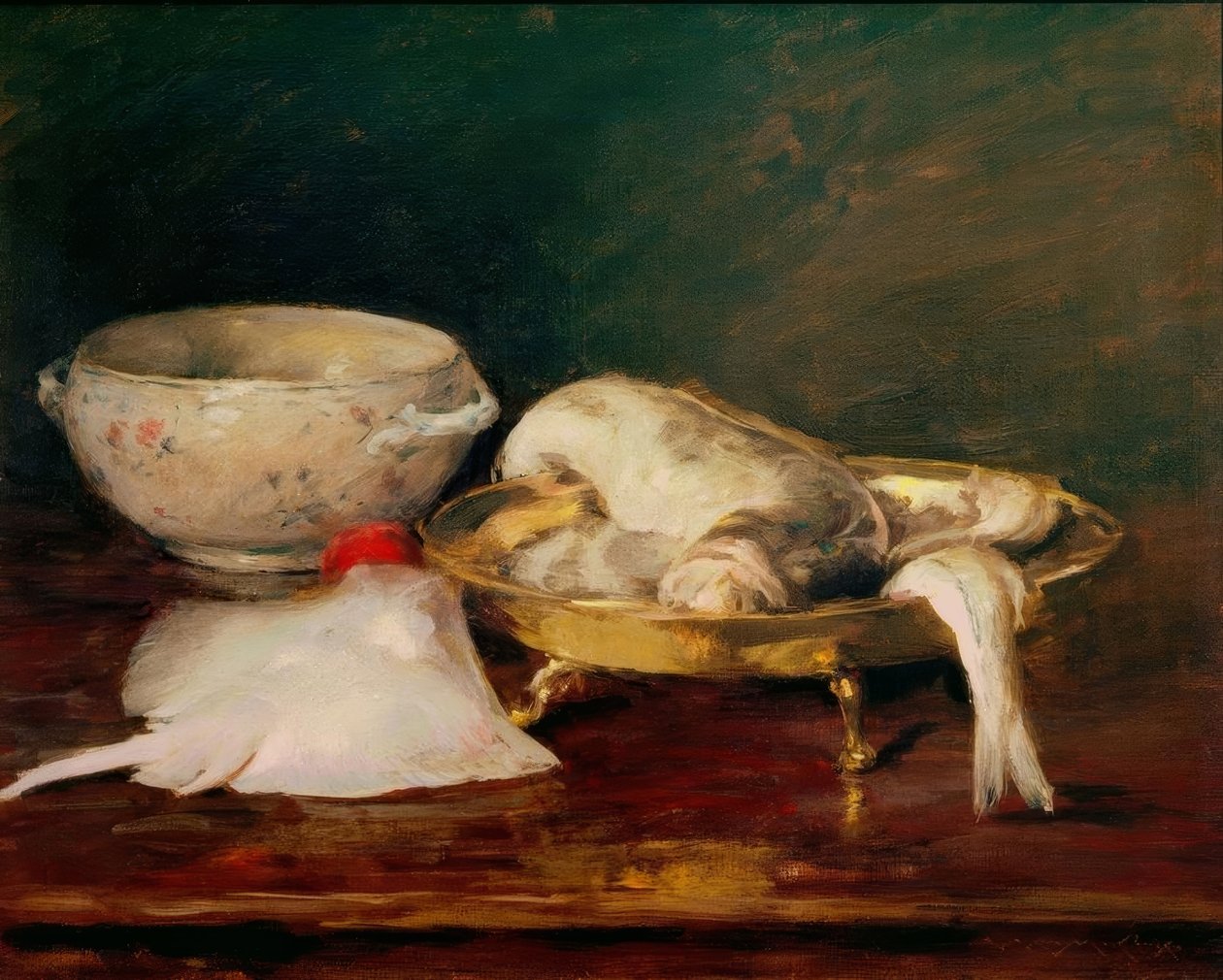 Stilleben med fisk av William Merritt Chase