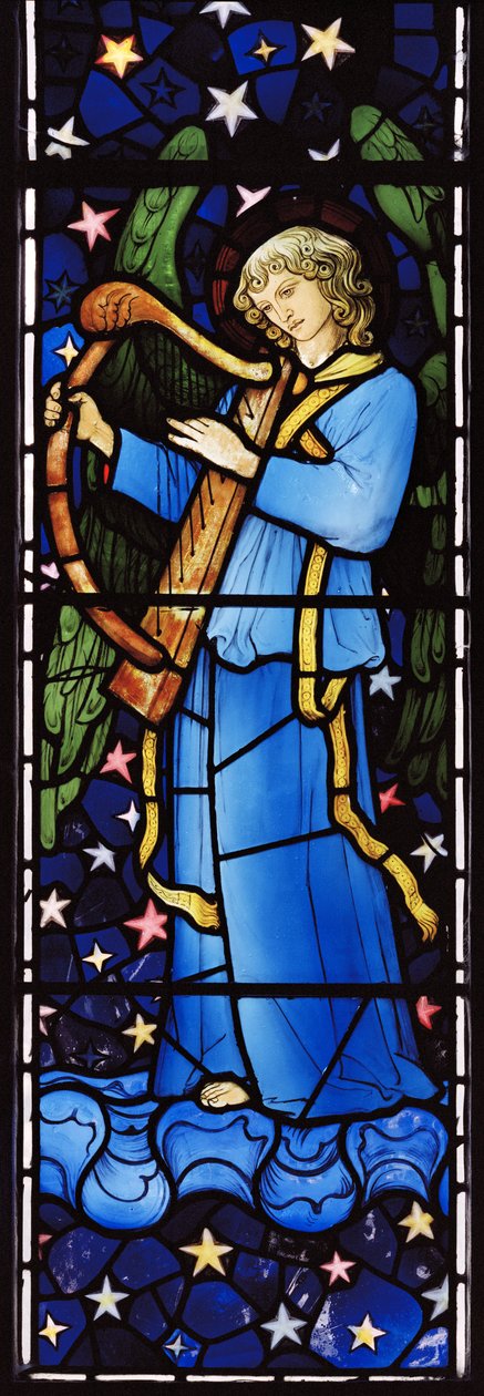 Angel Musician, 1881 (farget glass) av William Morris