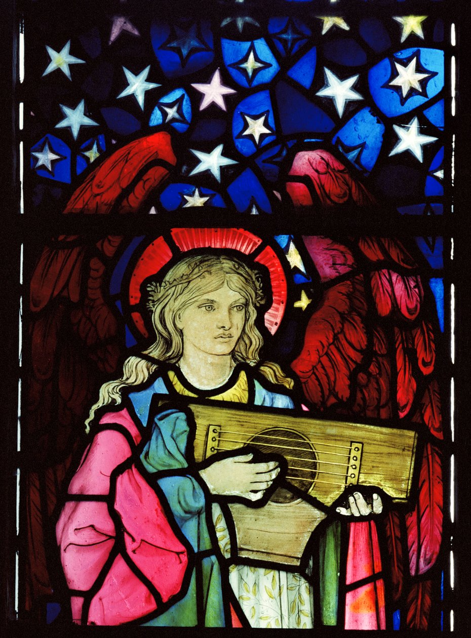 Angel Musician, 1881 (farget glass) av William Morris