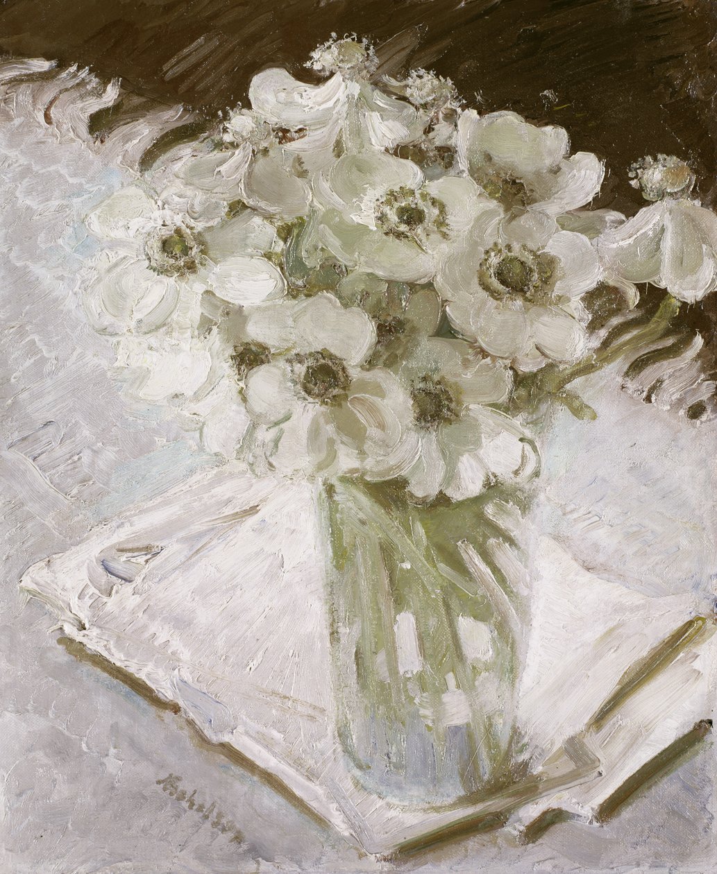 Hvite anemoner (olje på lerret) av William Nicholson