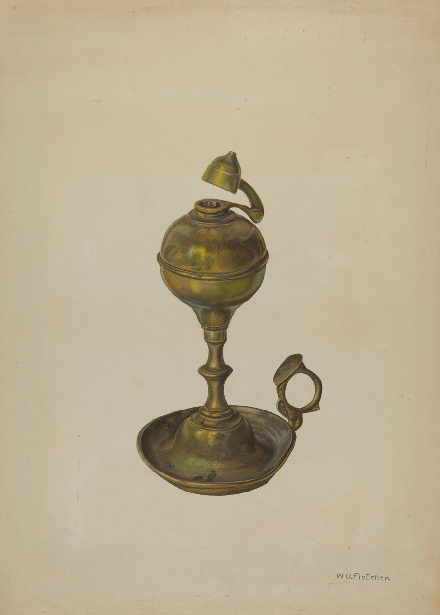 Messinglampe, ca. 1939. av William O. Fletcher