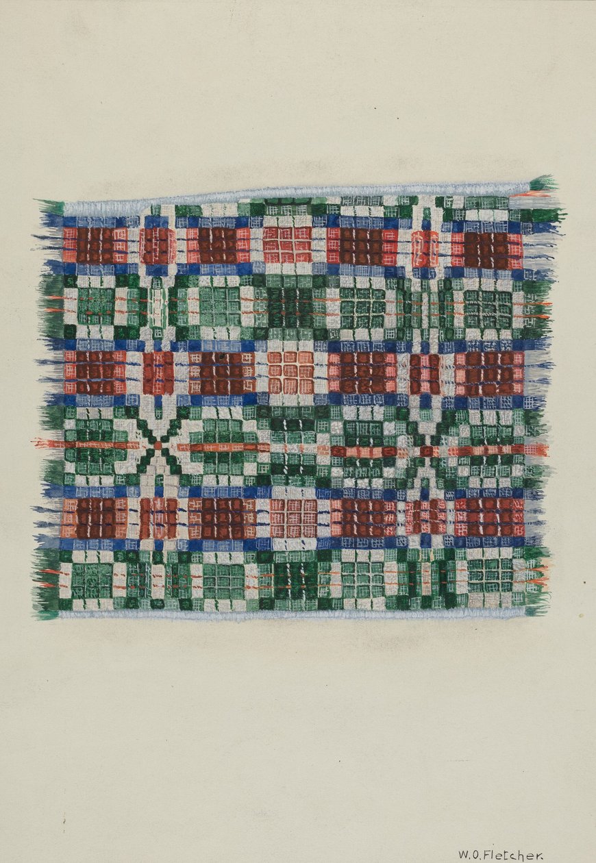 Håndvevd overtrekk, ca. 1937. av William O. Fletcher