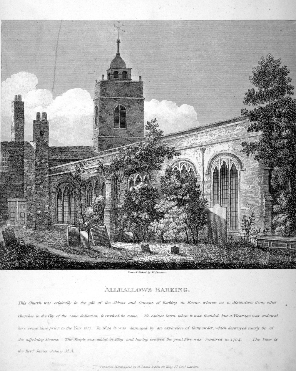 All Hallows-by-the-Tower Church, London, 1810 av William Pearson
