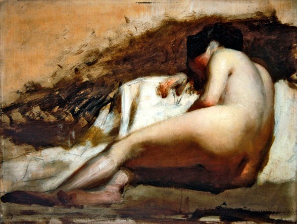 Nakenstudie (olje om bord) av William Quiller Orchardson