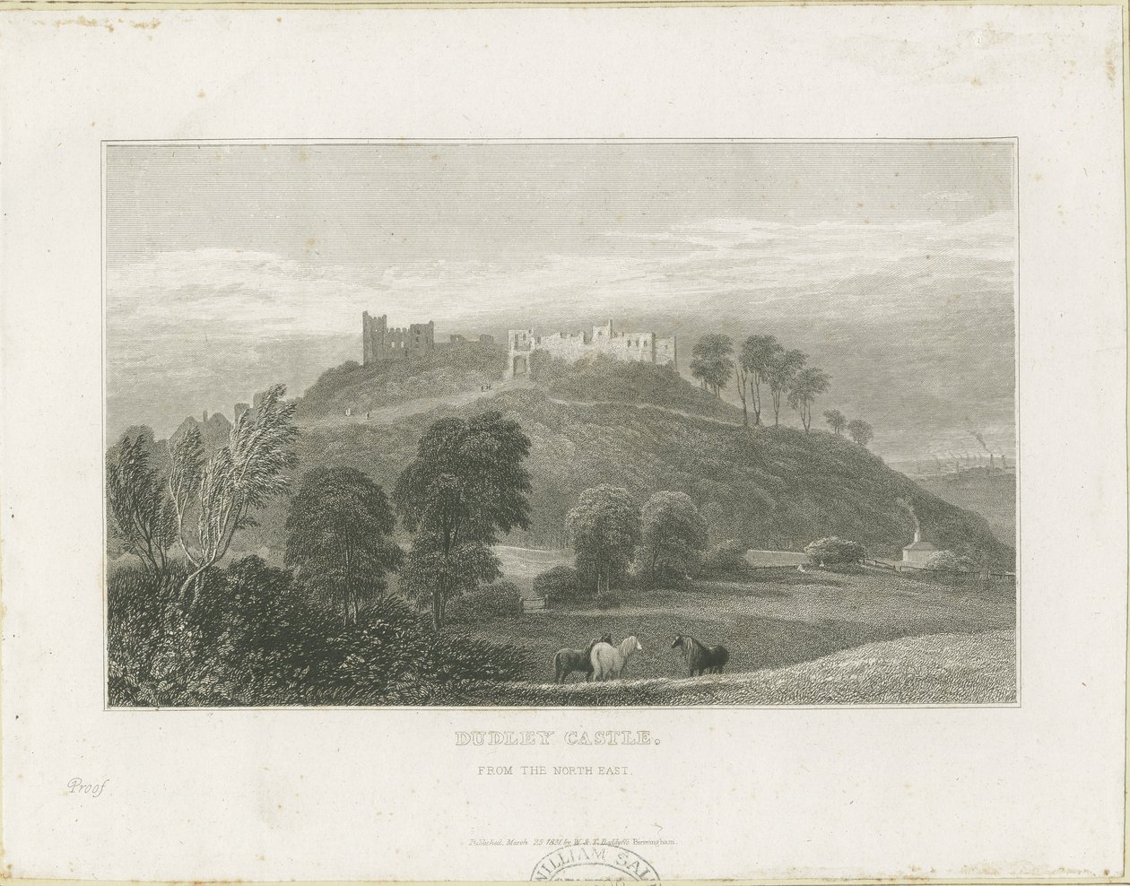 Dudley Castle: stålgravering, nd [c1830] av William Radclyffe