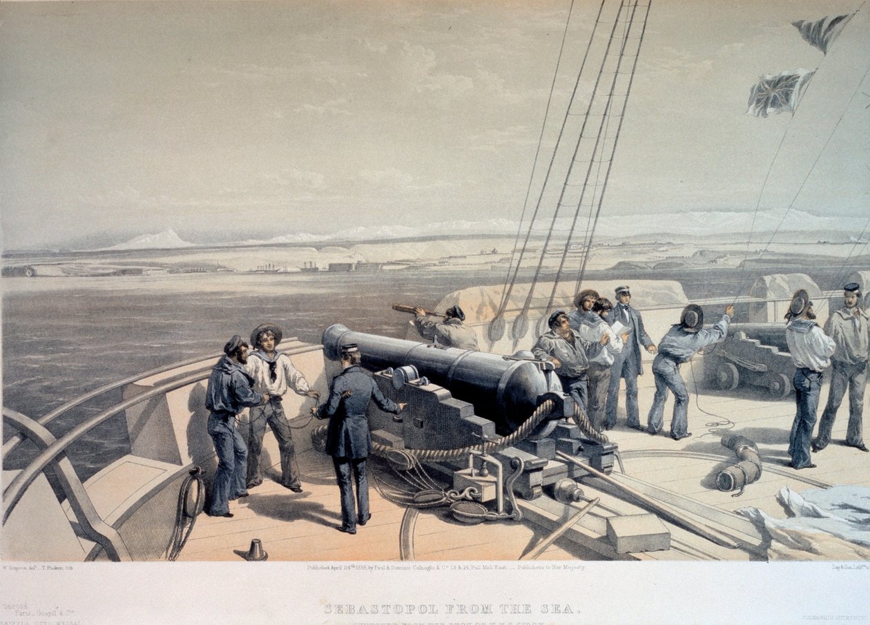Utsikt over Sevastopol fra havet, 1855. av William Simpson