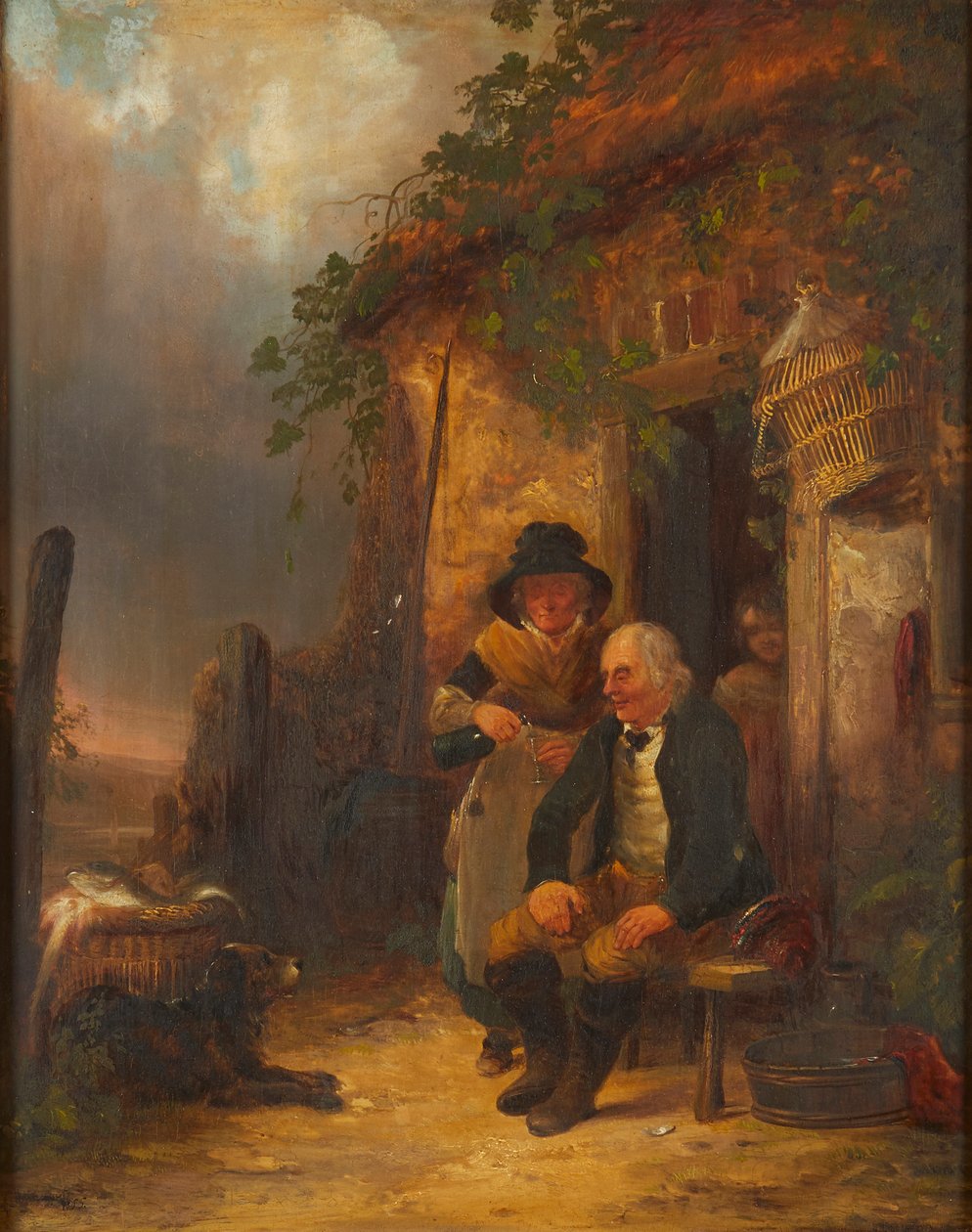 A Wee Dram (olje på panel) av William Snr. Shayer