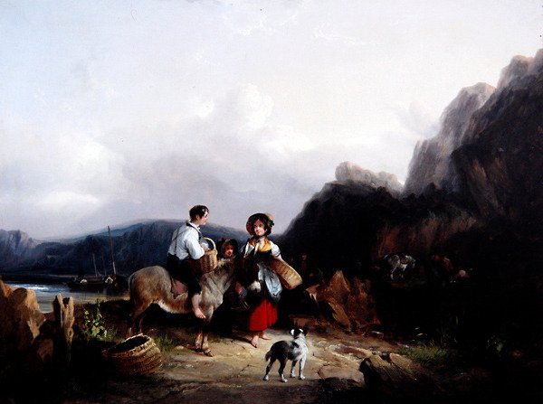 Kystlandskap (olje på lerret) av William Snr. Shayer
