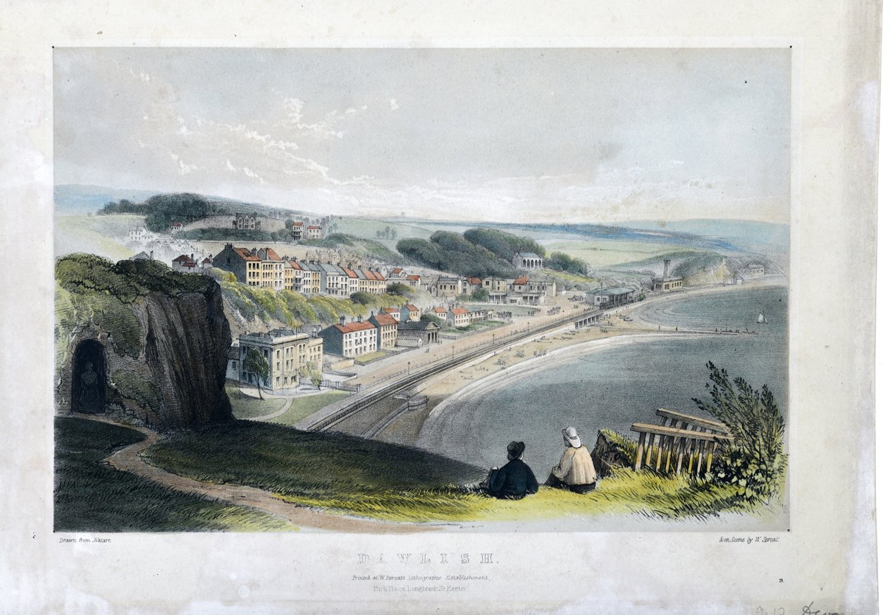 Dawlish c1845 (håndfarget litografi på papir) av William Spreat
