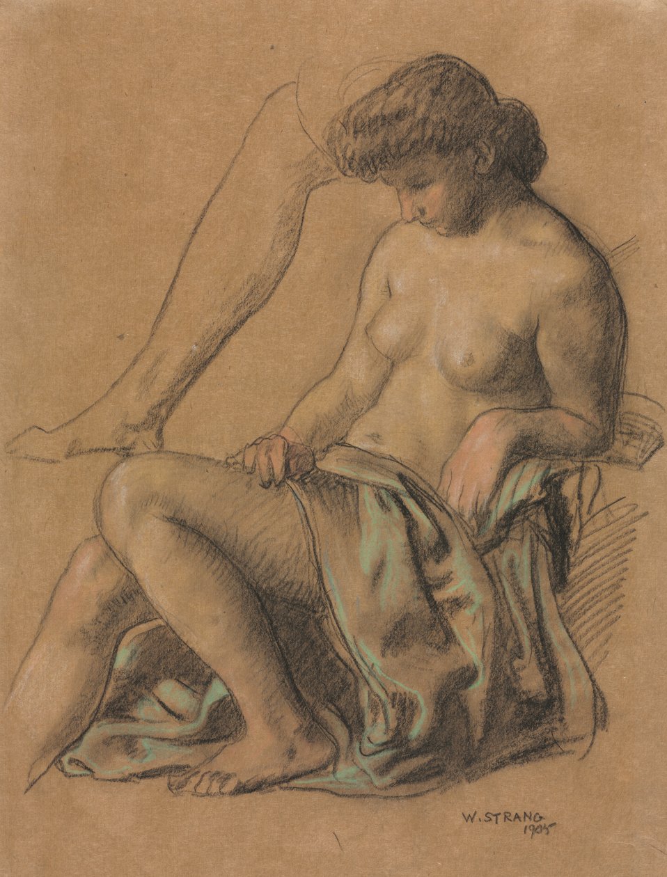 Drapert figur sittende, 1905. av William Strang
