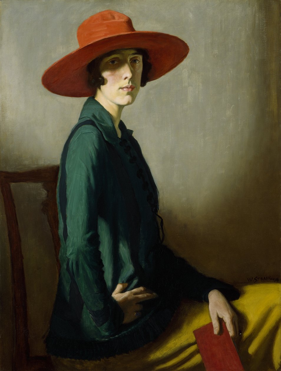 Dame med rød hatt av William Strang