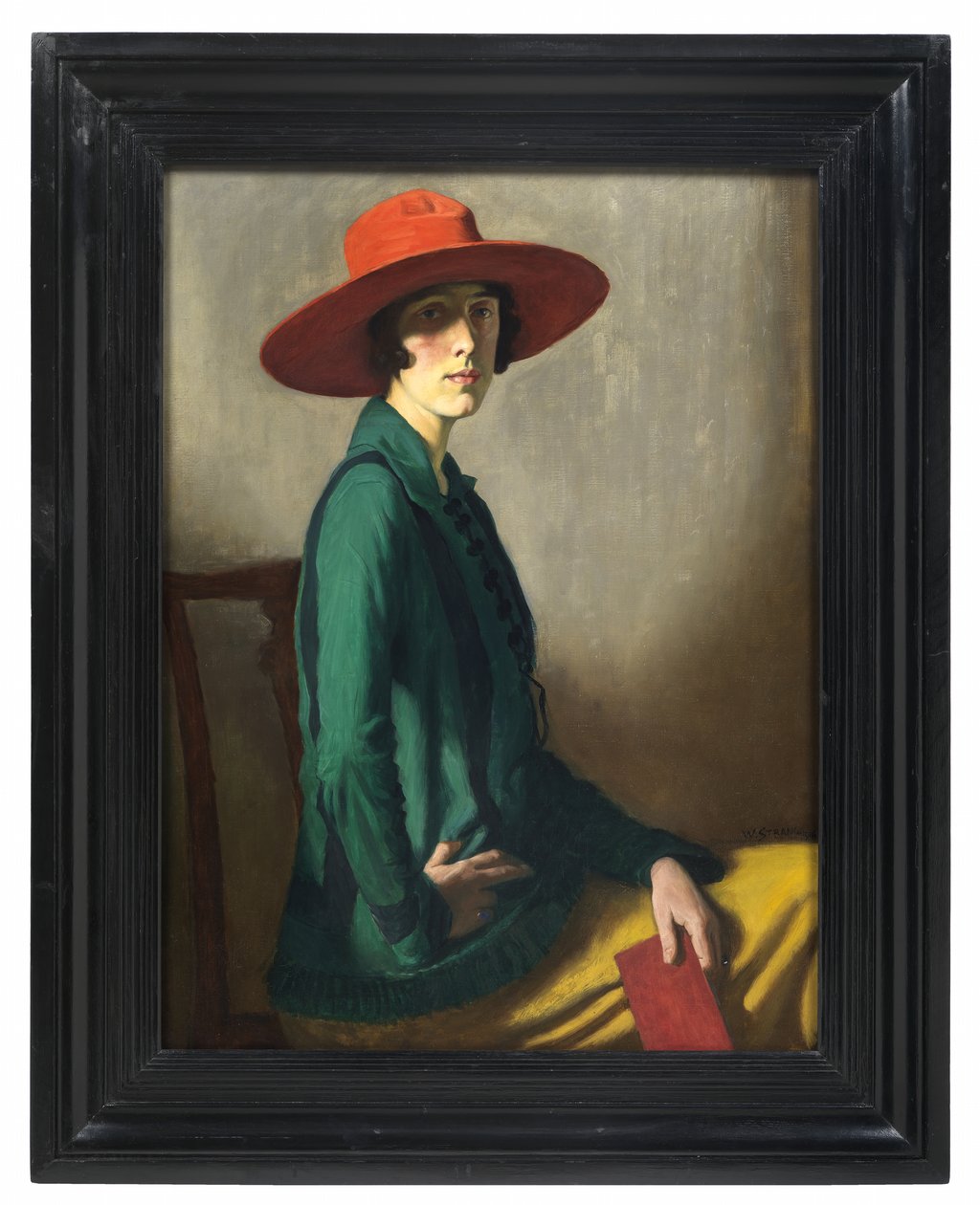 Dame med rød hatt av William Strang