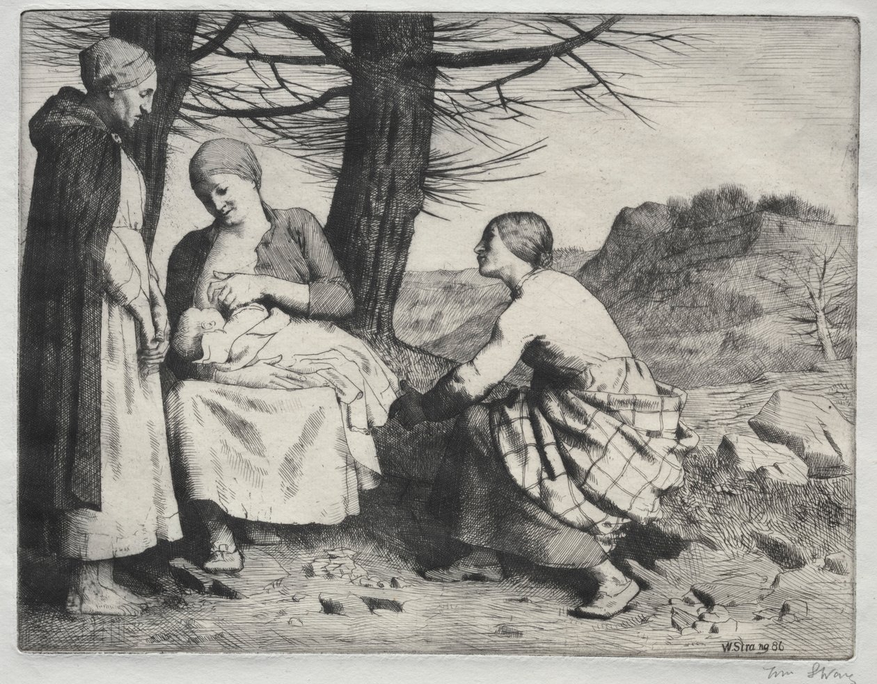 Kvinne og barn, ca. 1886. av William Strang