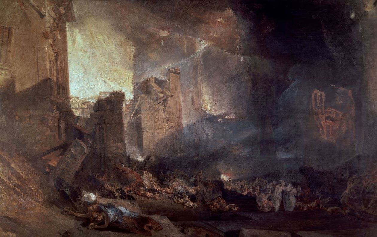 ØDELEGGELSE AV SODOMA - XIX ÅRHUNDRE - ENGELSK ROMANTISK av Joseph Mallord William Turner