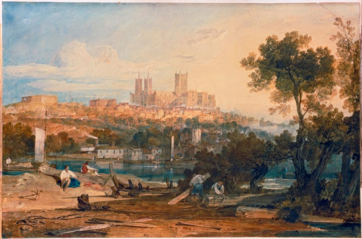 Lincoln Cathedral fra Holmes, Brayford av Joseph Mallord William Turner