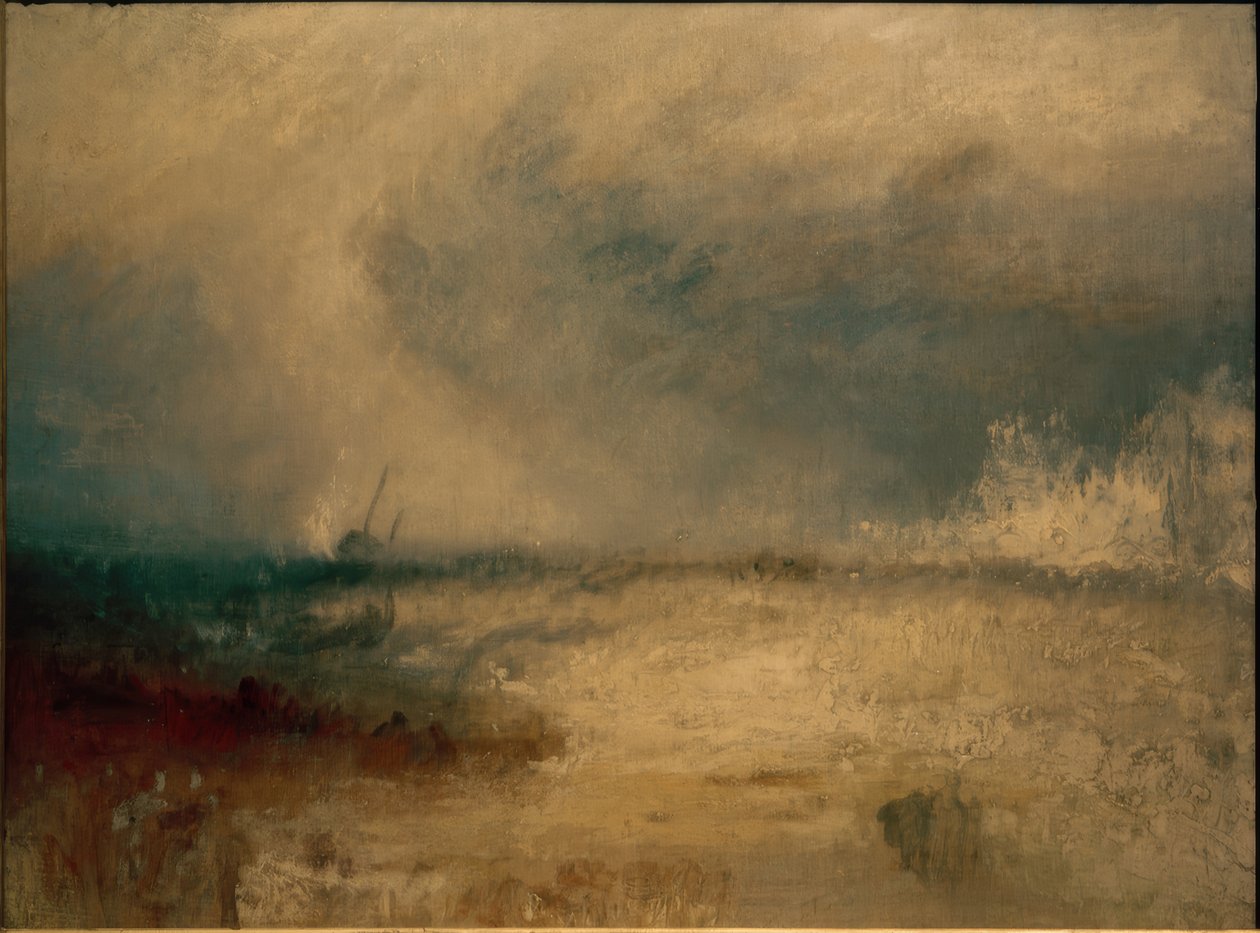 Bølger bryter på en strand av Joseph Mallord William Turner