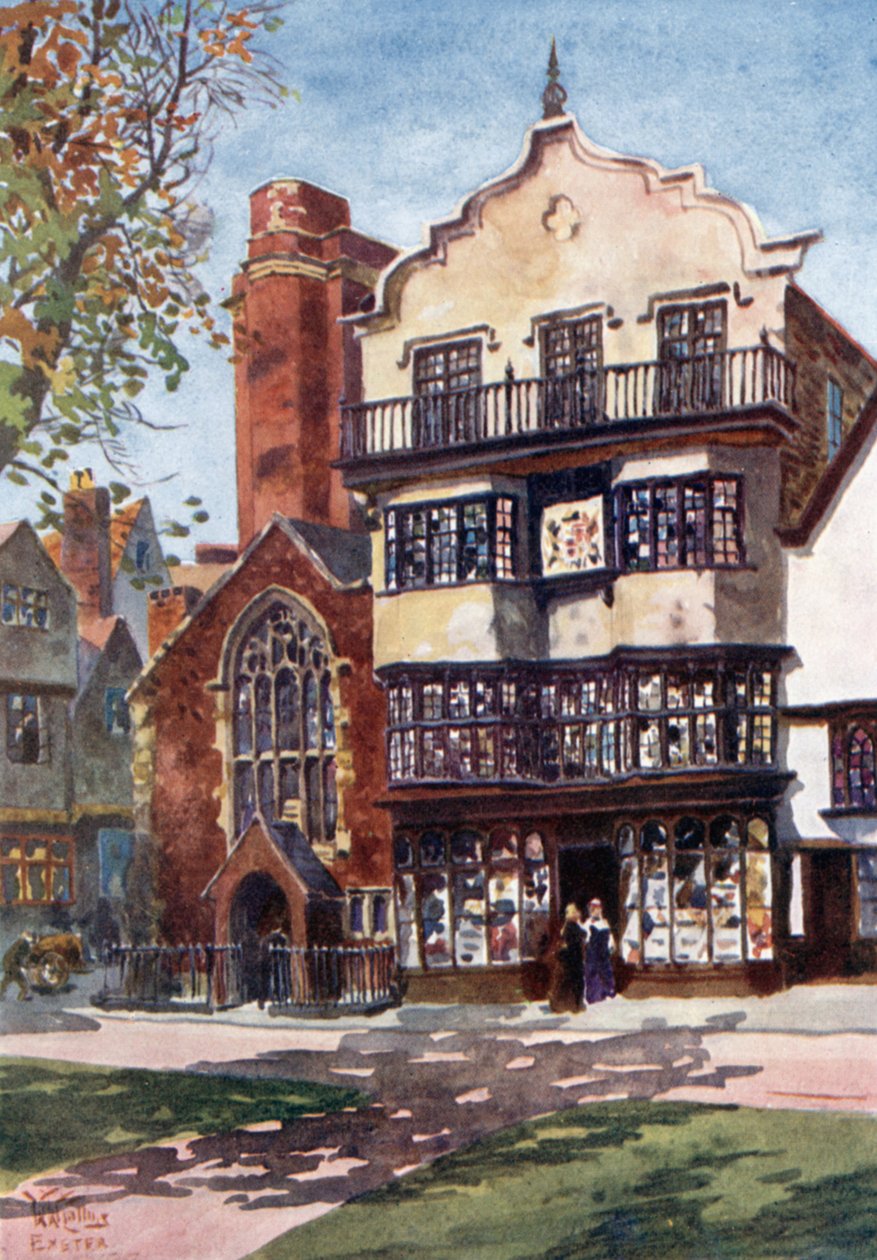 Exeter, Mol's Coffee Tavern (farge litho) av William Wiehe Collins