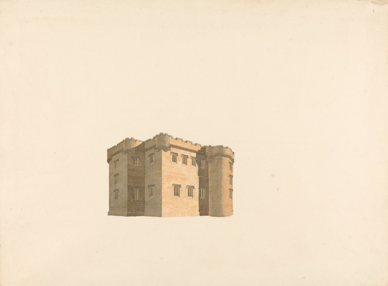 Cluny Castle, Aberdeenshire, Skottland: Perspektiv av William Wilkins