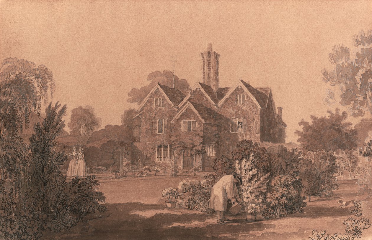 Hus på Remenham, nær Henley-on-Thames av William Woollett