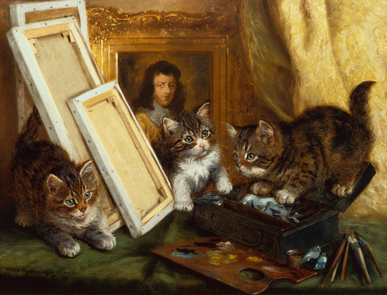 Kunstnerens kattunger (olje på lerret) av Wilson Hepple
