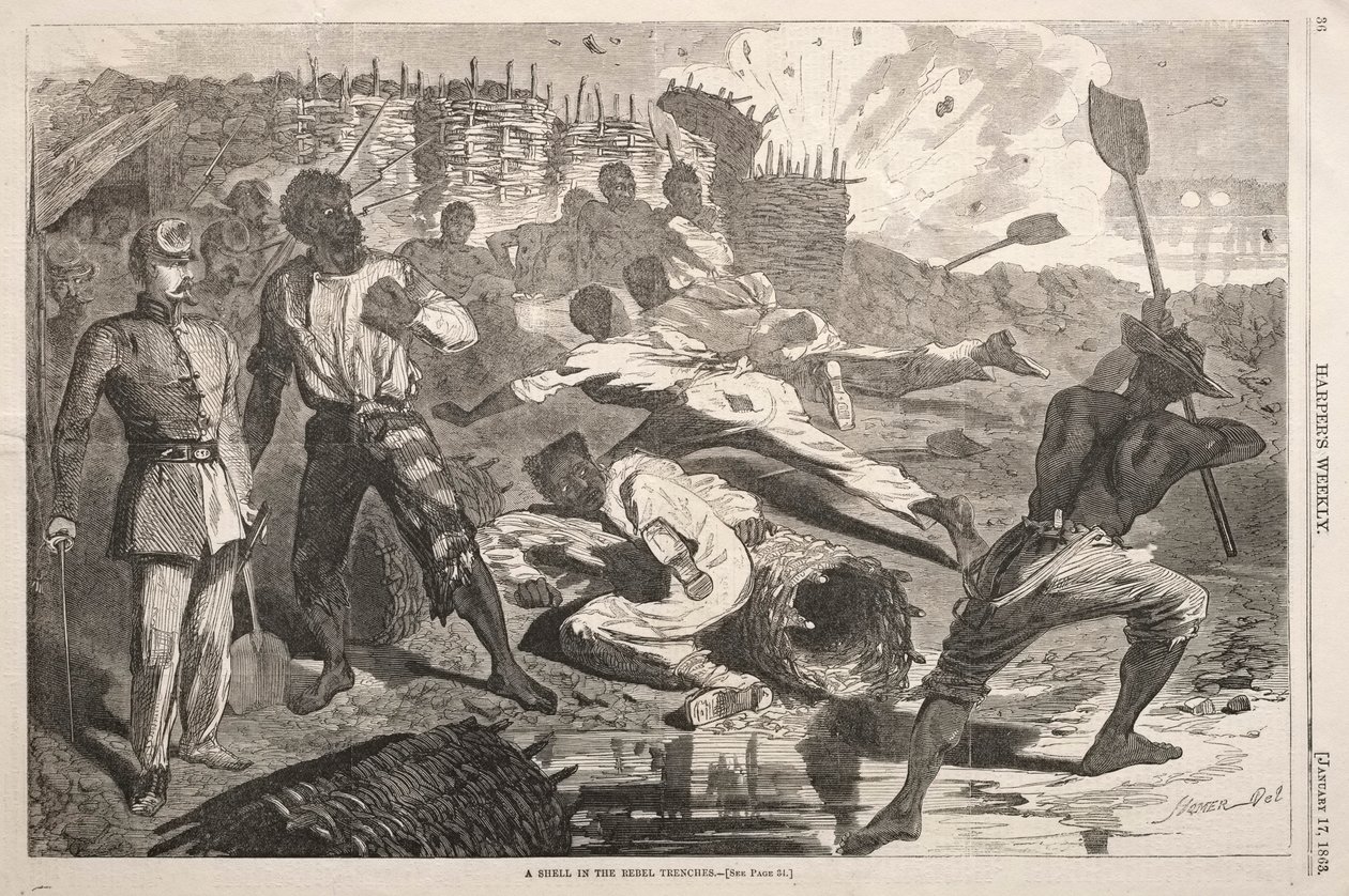 Et skjell i opprørsgravene, 1863. av Winslow Homer