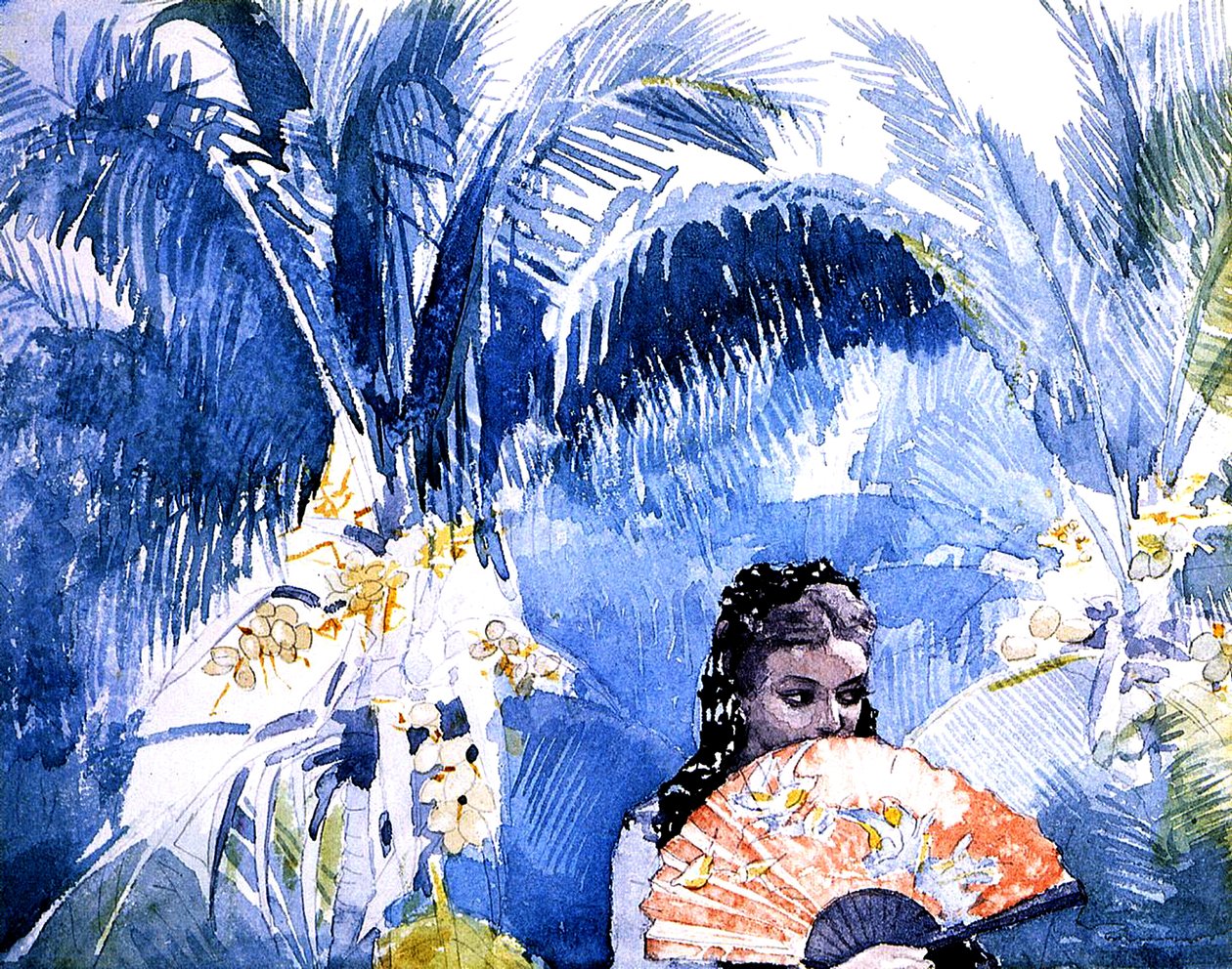 En spansk jente med en fan av Winslow Homer