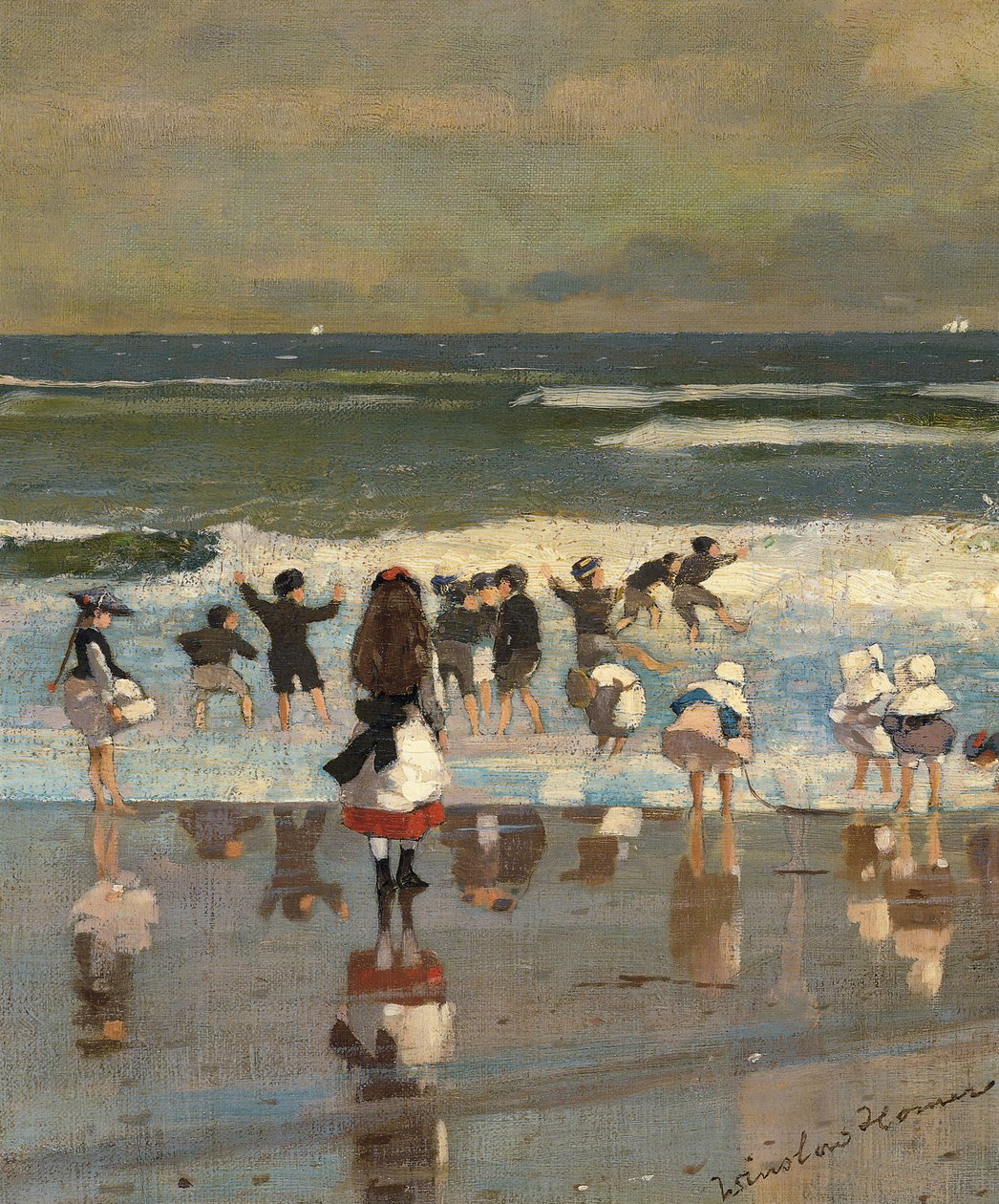 Strandscene av Winslow Homer
