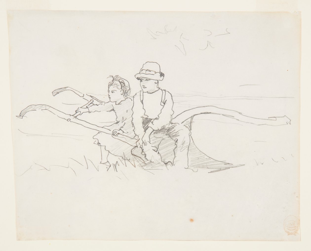 Gutt og jente på en plog av Winslow Homer