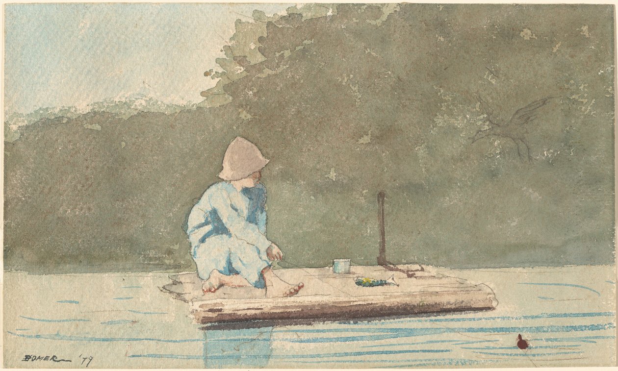 Gutt på en flåte av Winslow Homer