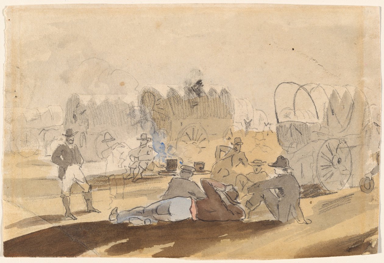 Campingvogn med overbygde vogner hviler [recto] av Winslow Homer