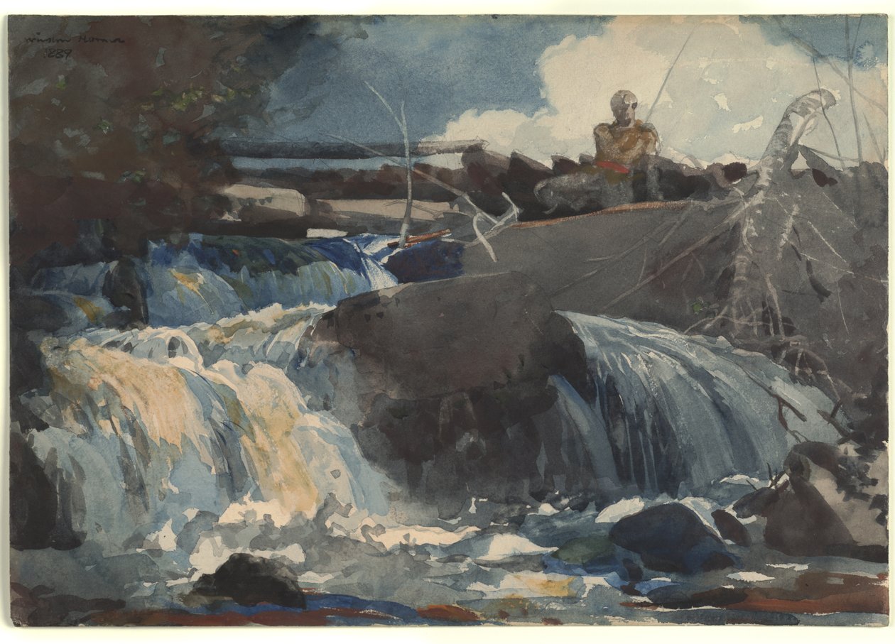 Casting in the Falls av Winslow Homer