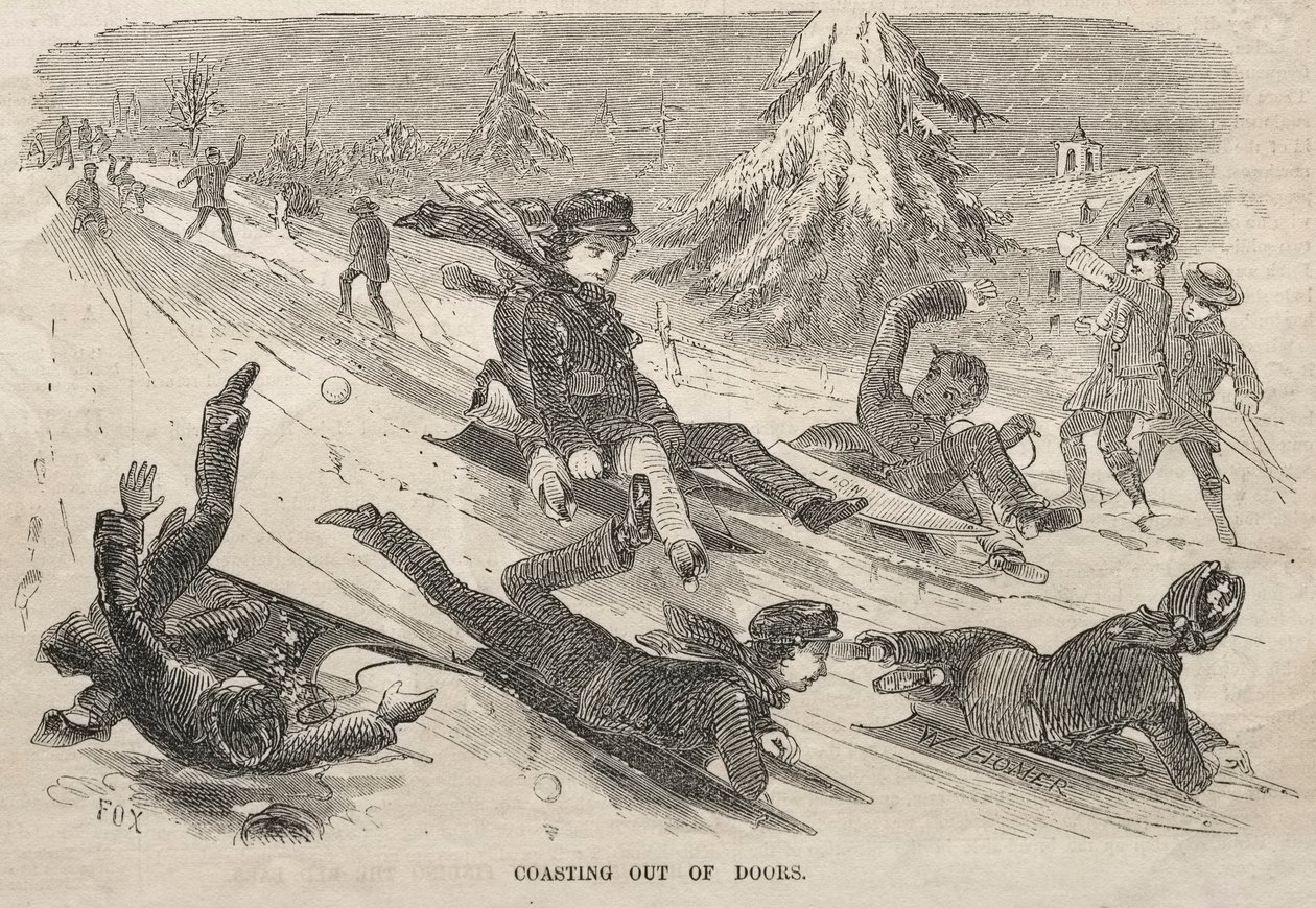 Coasting Out of Doors, 1857. av Winslow Homer