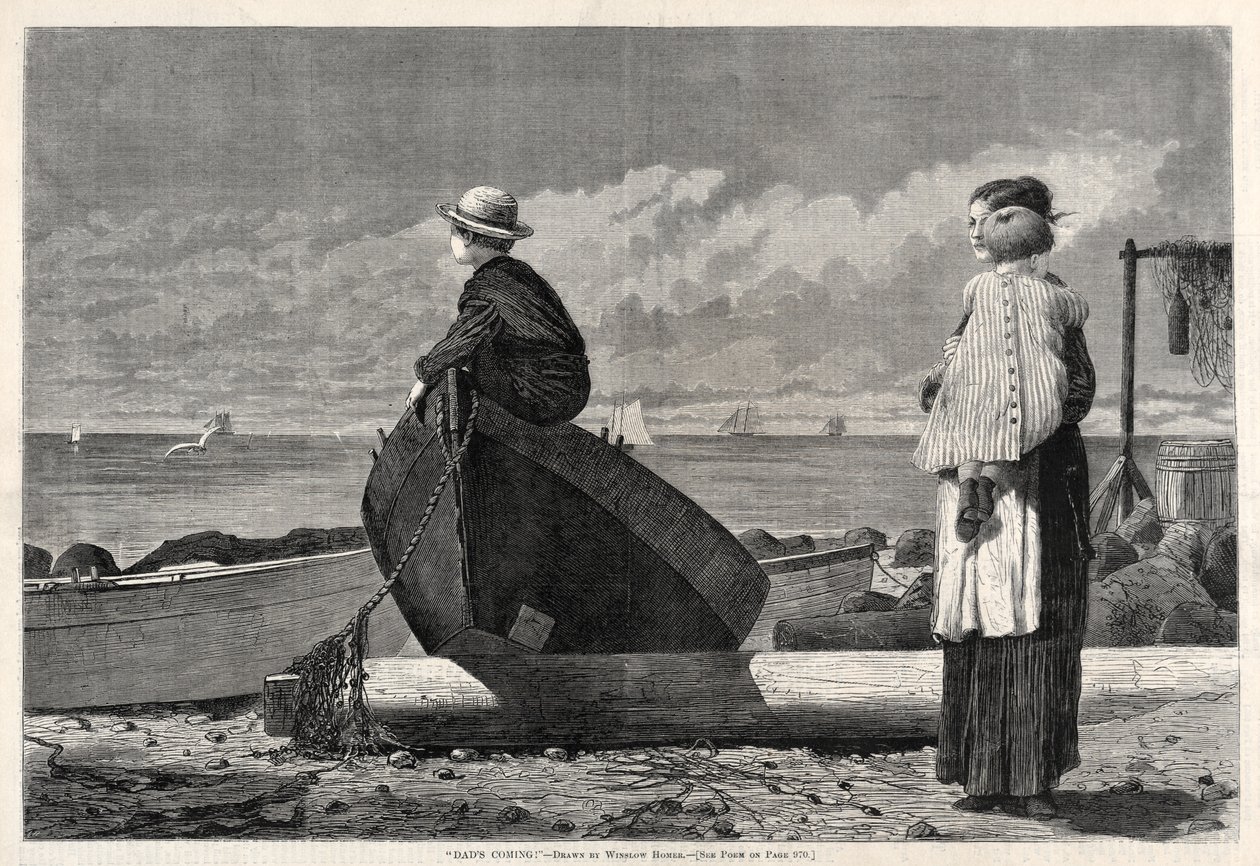 Pappa kommer!, 1873. av Winslow Homer