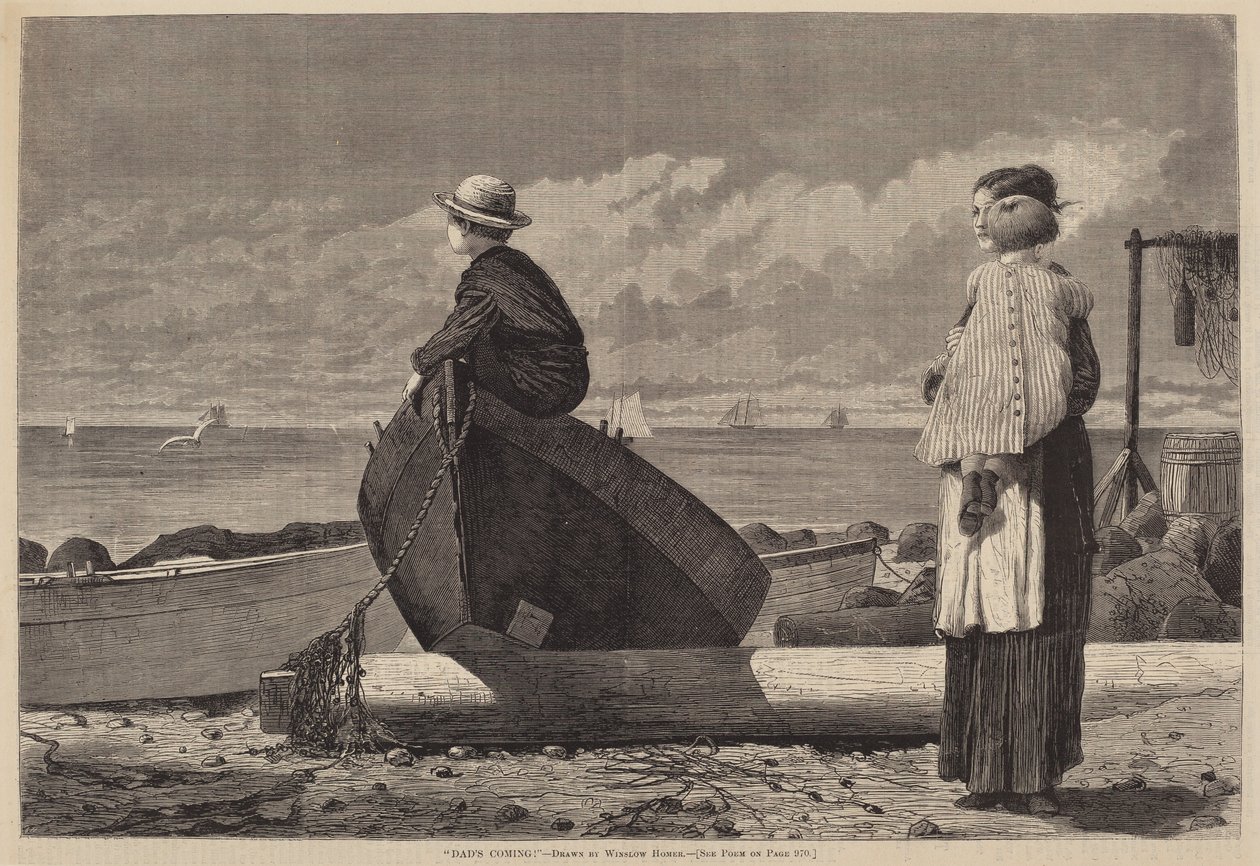 Pappa kommer!, utgitt 1873. av Winslow Homer