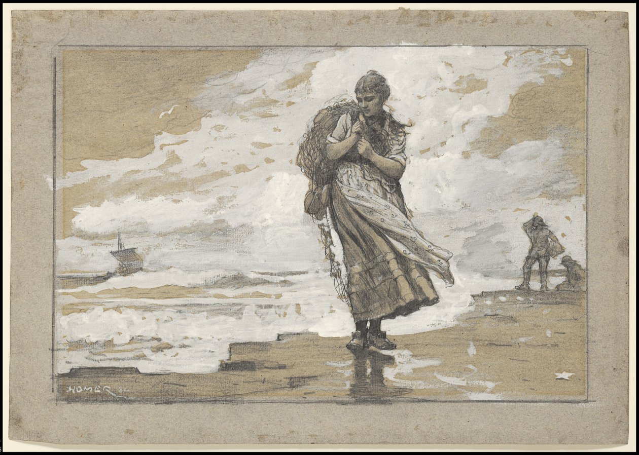 Fiskepike med nett, 1882 av Winslow Homer