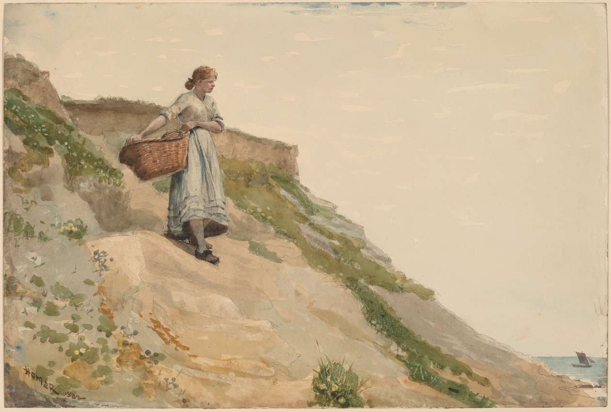 Jente som bærer en kurv, 1882. av Winslow Homer