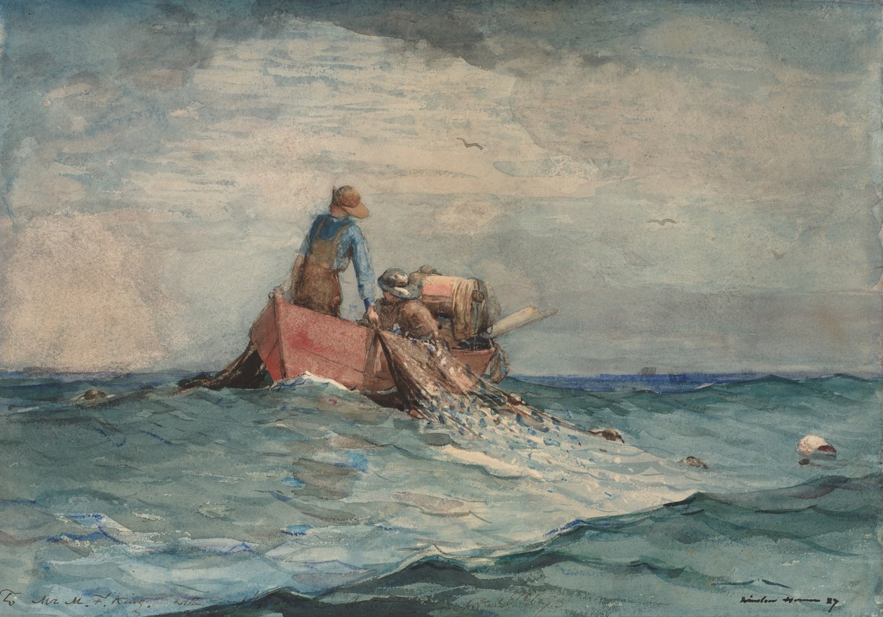 Hauling in the Nets, 1887. av Winslow Homer