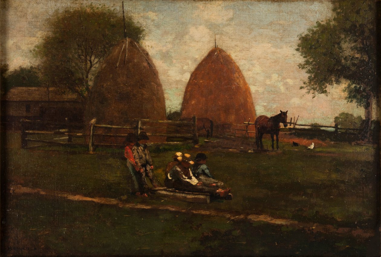 Høystakker og barn, 1874. av Winslow Homer