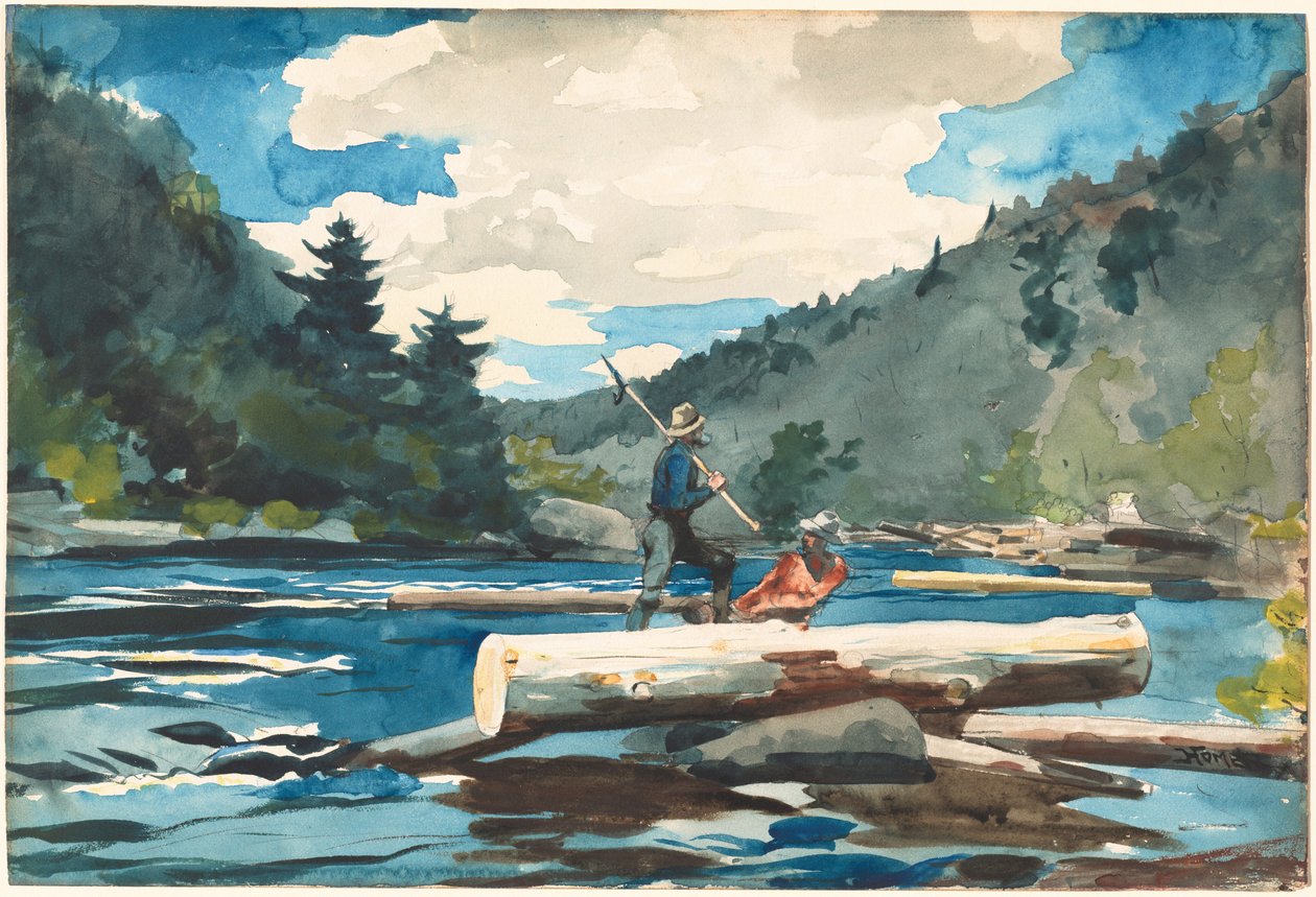 Hudson River, Logging, 1891-1892. av Winslow Homer