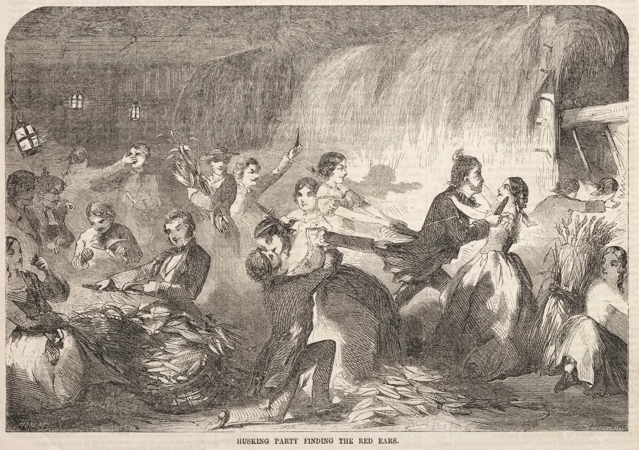 Husking Party Finding the Red Ears, 1857. av Winslow Homer