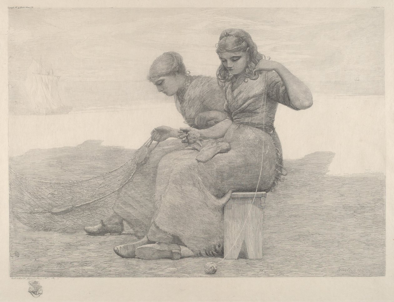 Mending Nets, 1888. av Winslow Homer