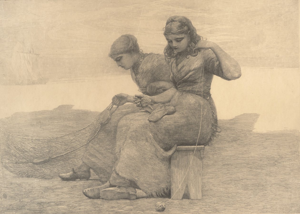 Mending the Tears, 1888. av Winslow Homer
