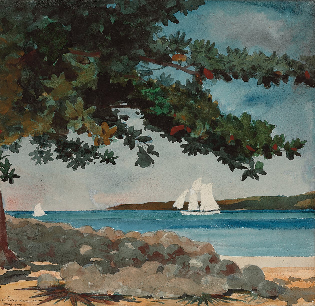 Nassau: Water and Sailboat, 1899 av Winslow Homer