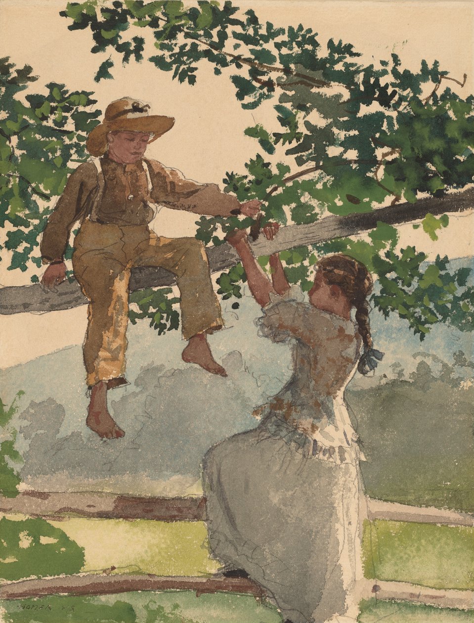 På gjerdet, 1878. av Winslow Homer